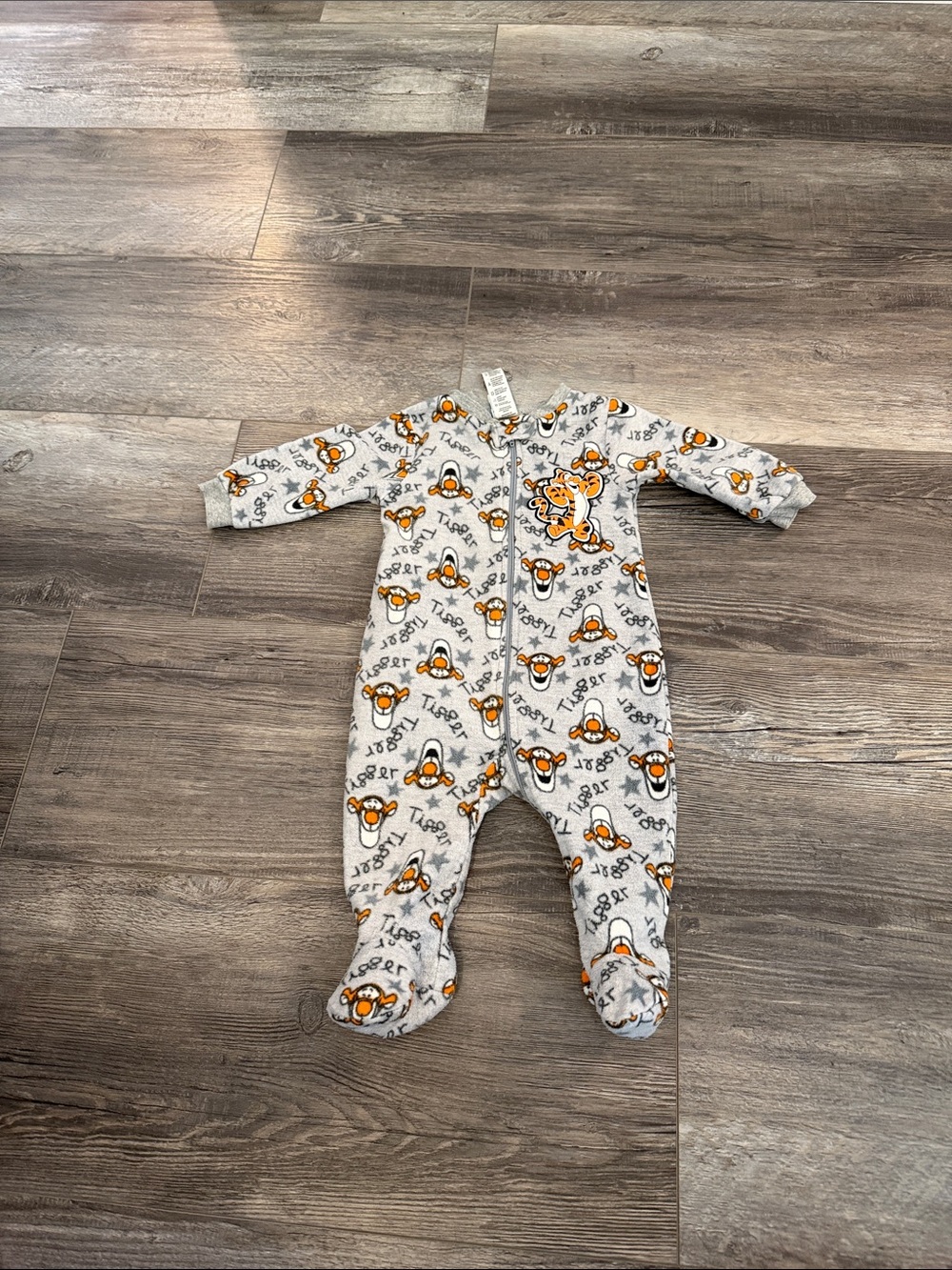 Disney Grey Tigger Print Baby One-Piece Footed Pajamas